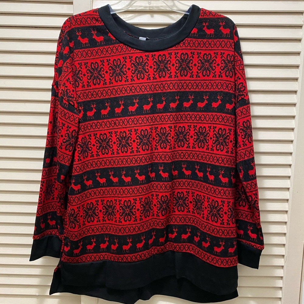 Honeyme Black & Red Sweater Top